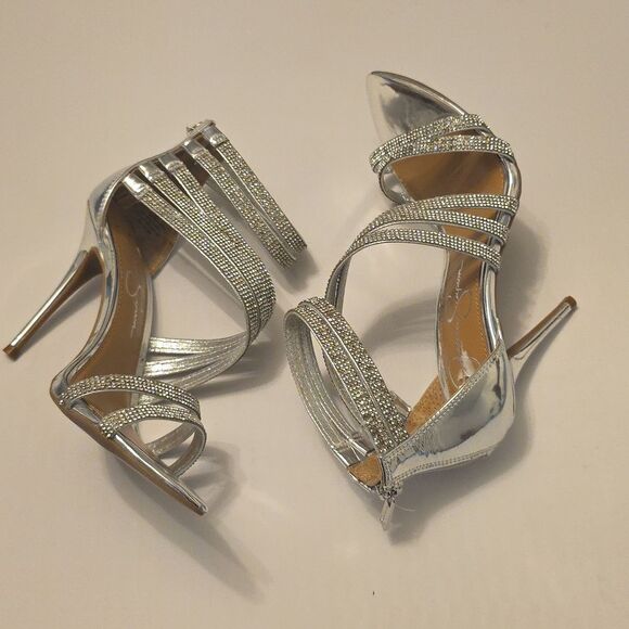 BRAND NEW JESSICA SIMPSON RHINESTONE  ELEGANT STRAPPY HEELS SANDALS R3 - Picture 14 of 16
